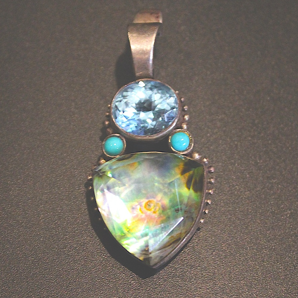 RARE | STEPHEN DWECK | CHUNKY PENDANT | TOPAZ & TURQUOISE | STERLING SILVER